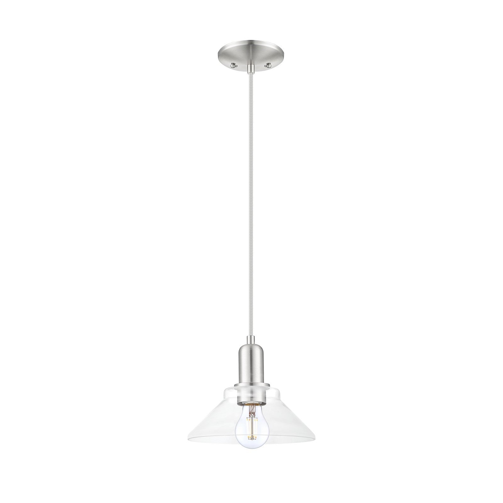 Innovations Orwell 8in 1-Light Mini Pendant | Industrial Brushed Satin Nickel and Clear Glass | Kitchen Island & Dining Room | 8.38 | Model 716-1P-SN-G132