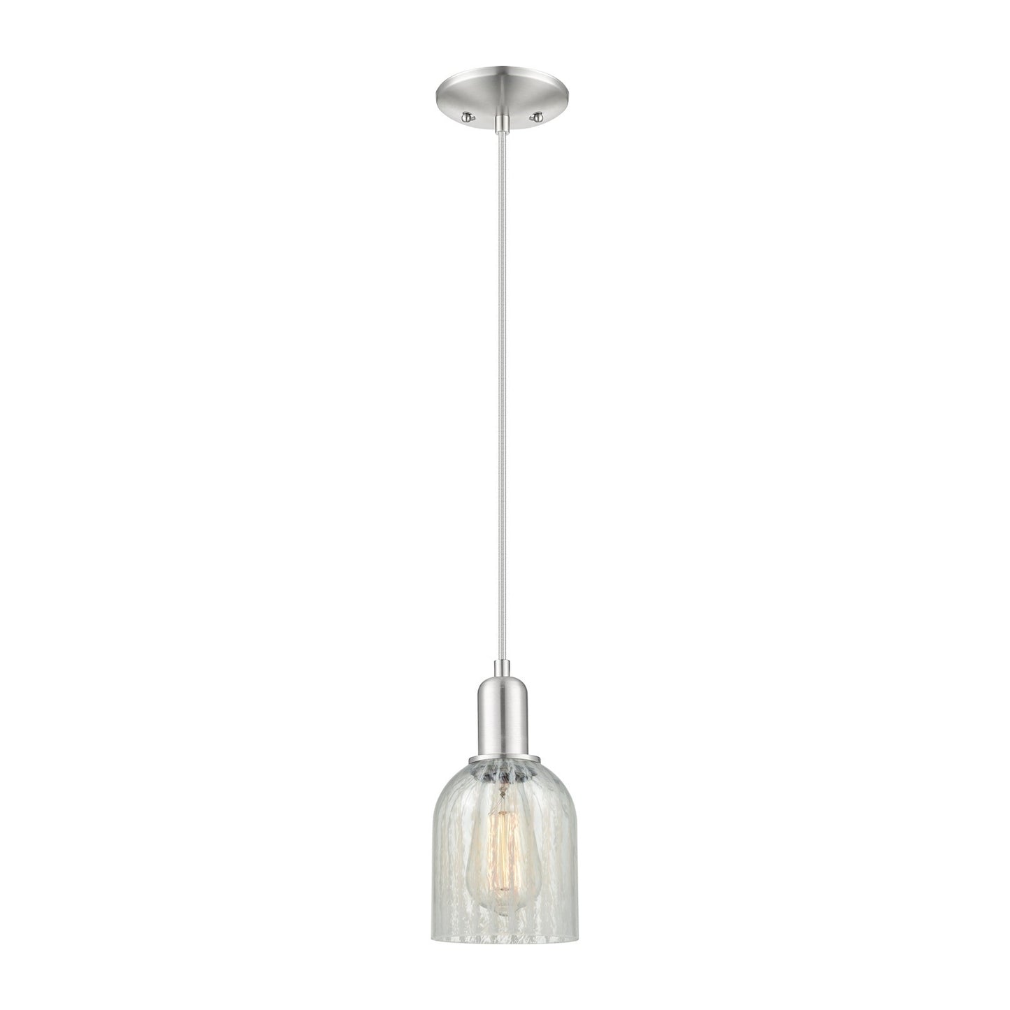 Innovations Caledonia 5in 1-Light Mini Pendant | Industrial Brushed Satin Nickel and Mouchette Glass | Kitchen Island & Dining | Model 716-1P-SN-G2511