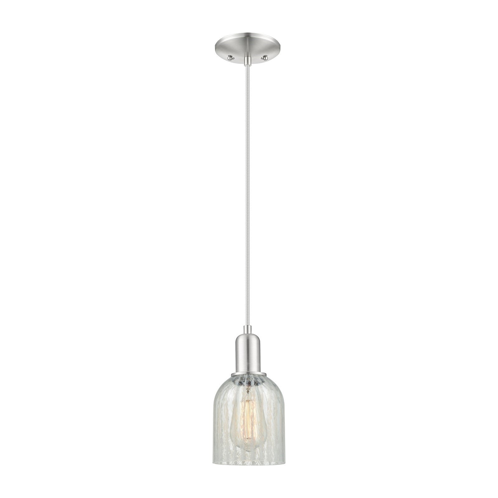 Innovations Caledonia 5in 1-Light Mini Pendant | Industrial Brushed Satin Nickel and Mouchette Glass | Kitchen Island & Dining | Model 716-1P-SN-G2511