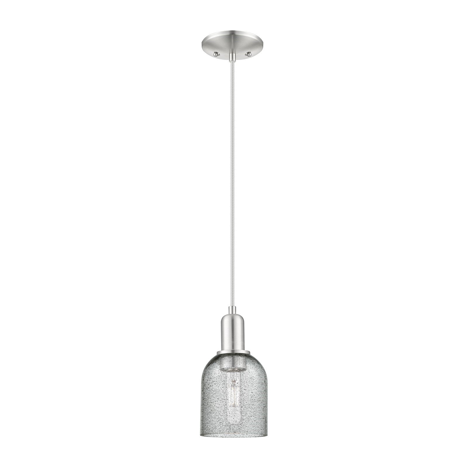 Innovations Caledonia 5in 1-Light Mini Pendant | Industrial Brushed Satin Nickel and Charcoal Glass | Kitchen Island & Dining Room | Model 716-1P-SN-G257