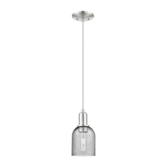 Innovations Caledonia 5in 1-Light Mini Pendant | Industrial Brushed Satin Nickel and Charcoal Glass | Kitchen Island & Dining Room | Model 716-1P-SN-G257