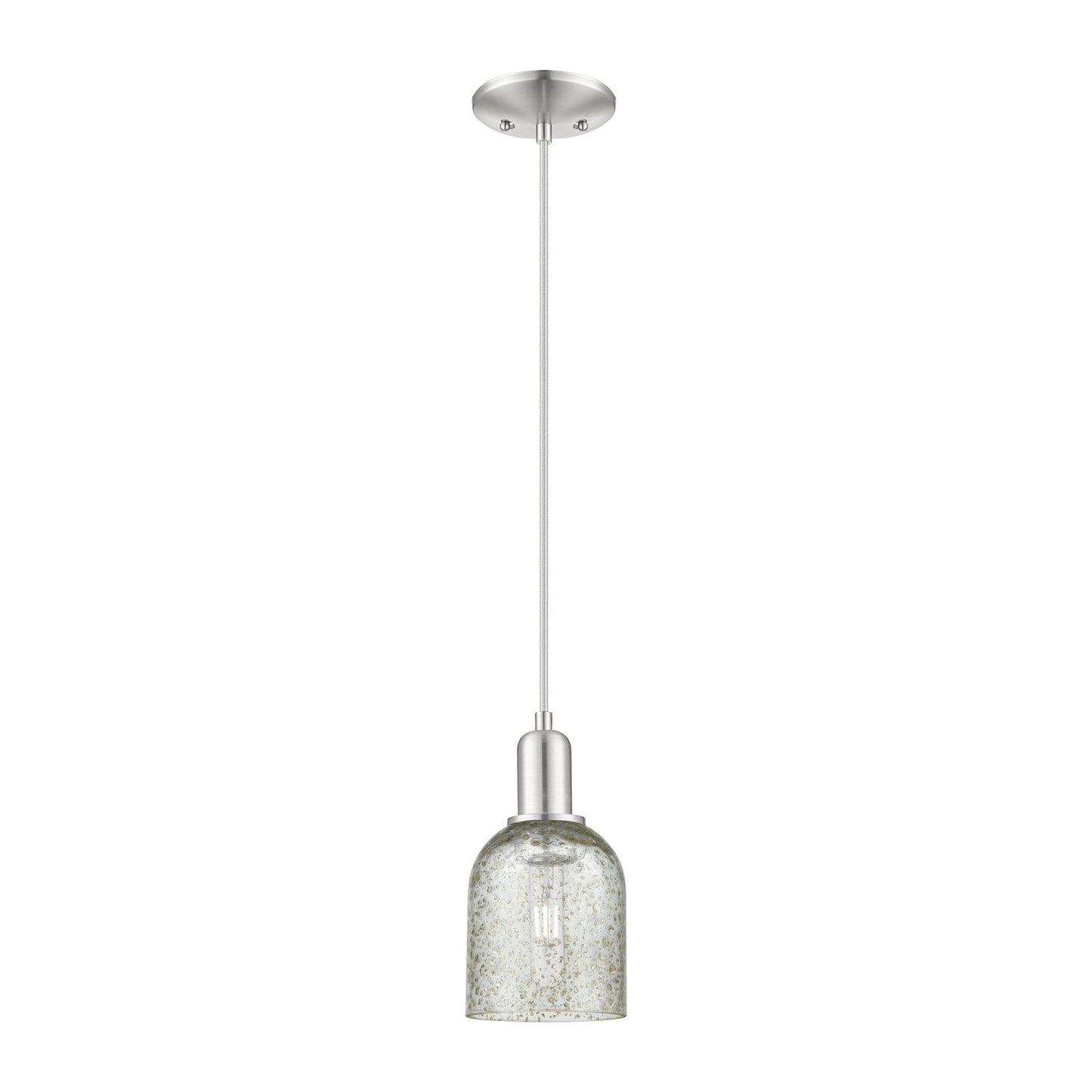 Innovations Caledonia 5in 1-Light Mini Pendant | Industrial Brushed Satin Nickel and Mica Glass | Kitchen Island & Dining Room | 5 | Model 716-1P-SN-G259