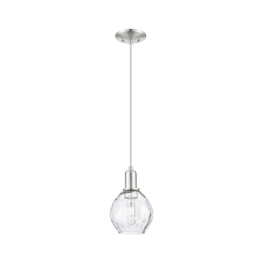 Innovations Waverly 6in 1-Light Mini Pendant | Industrial Brushed Satin Nickel Steel and Clear Water Glass | Kitchen Island & | Model 716-1P-SN-G362