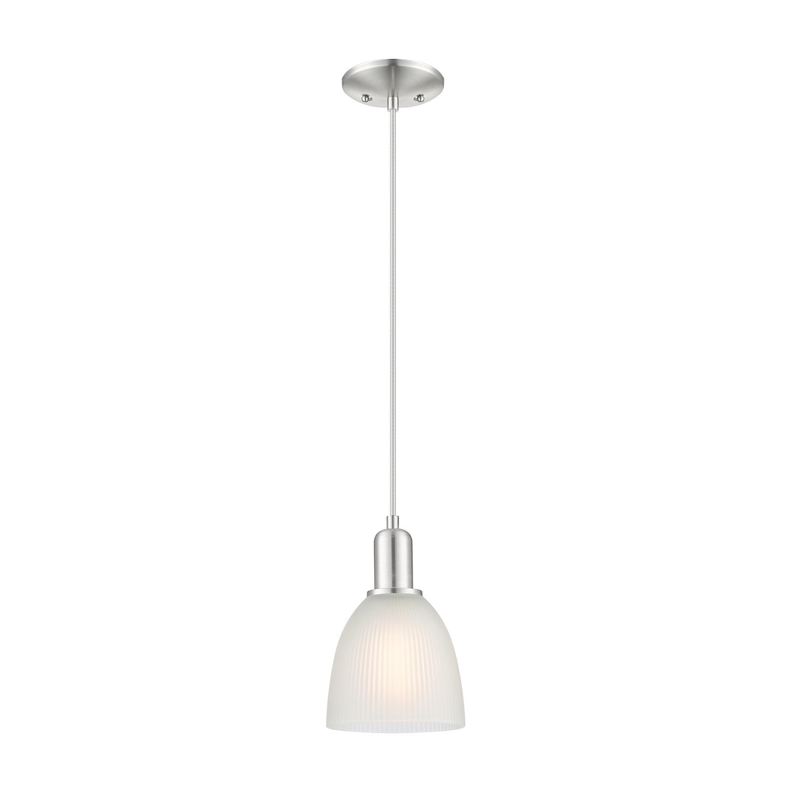 Innovations Castile 6in 1-Light Mini Pendant | Industrial Brushed Satin Nickel and White Glass | Kitchen Island & Dining Room | 6 x | Model 716-1P-SN-G381