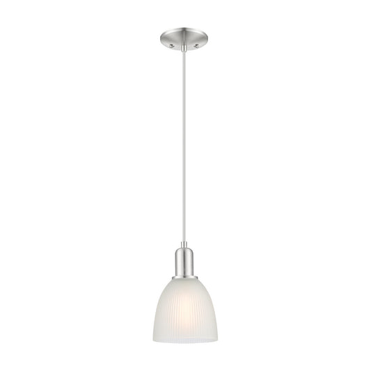 Innovations Castile 6in 1-Light Mini Pendant | Industrial Brushed Satin Nickel and White Glass | Kitchen Island & Dining Room | 6 x | Model 716-1P-SN-G381