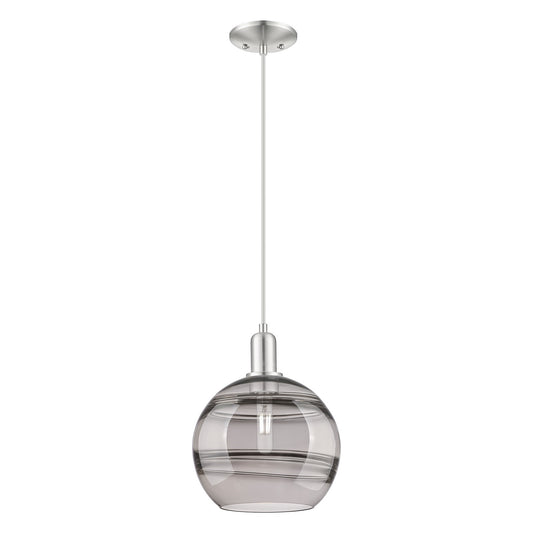 Innovations Rochester 10in 1-Light Mini Pendant | Industrial Brushed Satin Nickel Steel and Light Smoke Glass | Kitchen Island | Model 716-1P-SN-G556-10SM