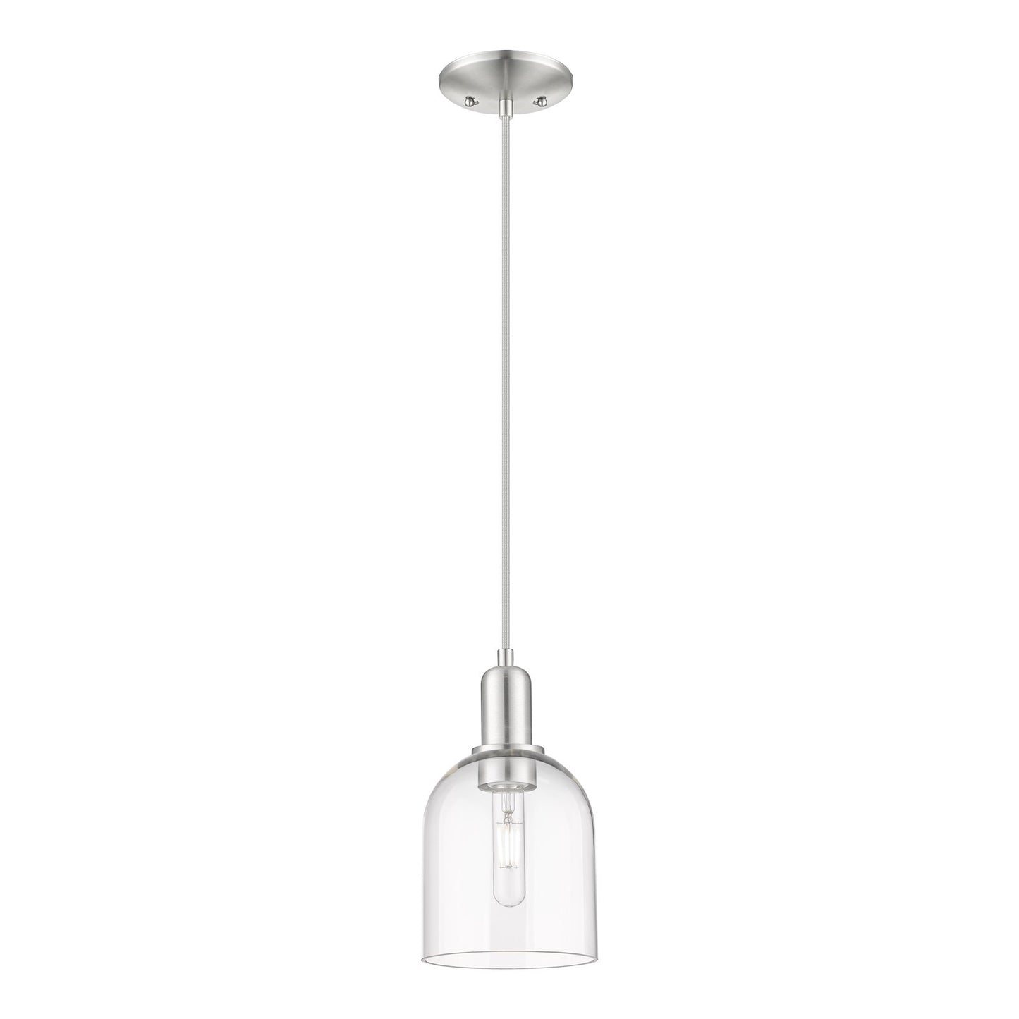 Innovations Bella 6in 1-Light Mini Pendant | Industrial Brushed Satin Nickel and Clear Glass | Kitchen Island & Dining Room | Model 716-1P-SN-G558-6CL