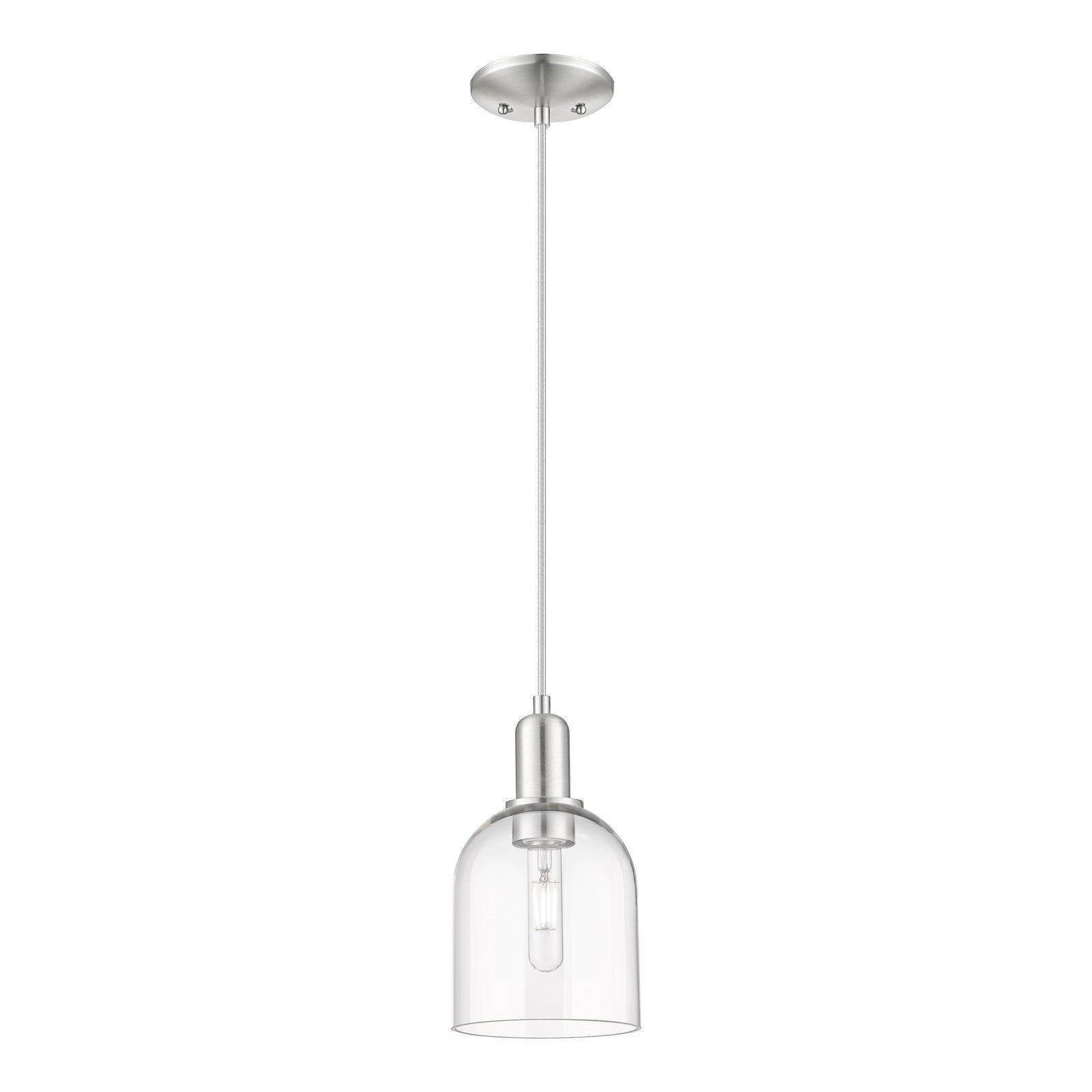 Innovations Bella 6in 1-Light Mini Pendant | Industrial Brushed Satin Nickel and Clear Glass | Kitchen Island & Dining Room | Model 716-1P-SN-G558-6CL