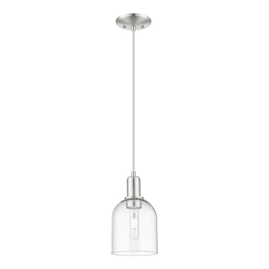 Innovations Bella 6in 1-Light Mini Pendant | Industrial Brushed Satin Nickel and Clear Glass | Kitchen Island & Dining Room | Model 716-1P-SN-G558-6CL