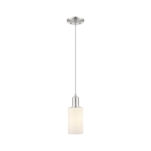 Innovations Clymer 4in 1-Light Mini Pendant | Industrial Brushed Satin Nickel and Matte White Glass | Kitchen Island & Dining Room | Model 716-1P-SN-G801