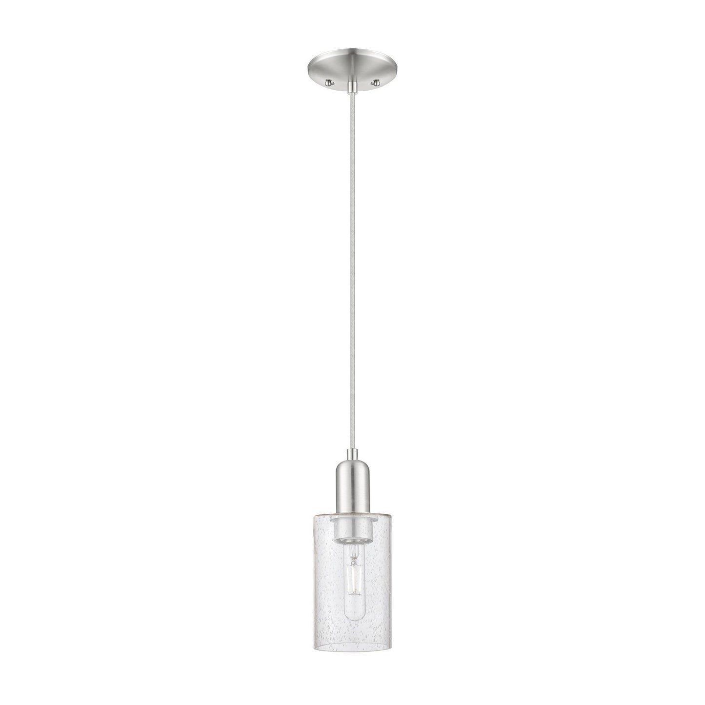 Innovations Clymer 4in 1-Light Mini Pendant | Industrial Brushed Satin Nickel Steel and Seedy Glass | Kitchen Island & Dining Room | Model 716-1P-SN-G804