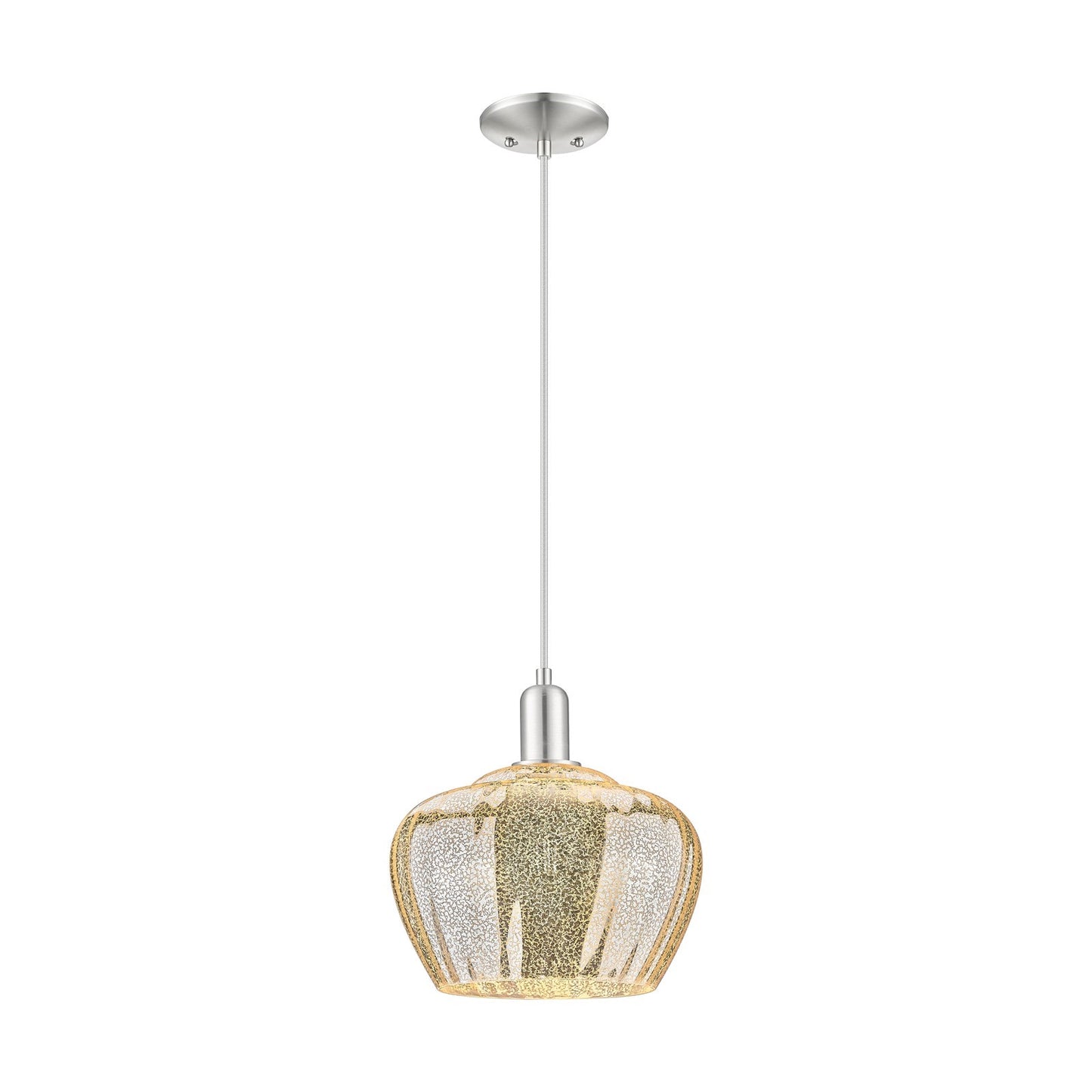 Innovations Fenton 11in 1-Light Mini Pendant | Industrial Brushed Satin Nickel and Mercury Ribbed Glass | Kitchen Island & Dining | Model 716-1P-SN-G96-L