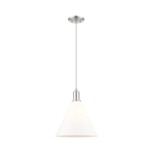 Innovations Berkshire Glass 12in 1-Light Mini Pendant | Industrial Brushed Satin Nickel and Matte White Glass | Kitchen Island & | Model 716-1P-SN-GBC-121