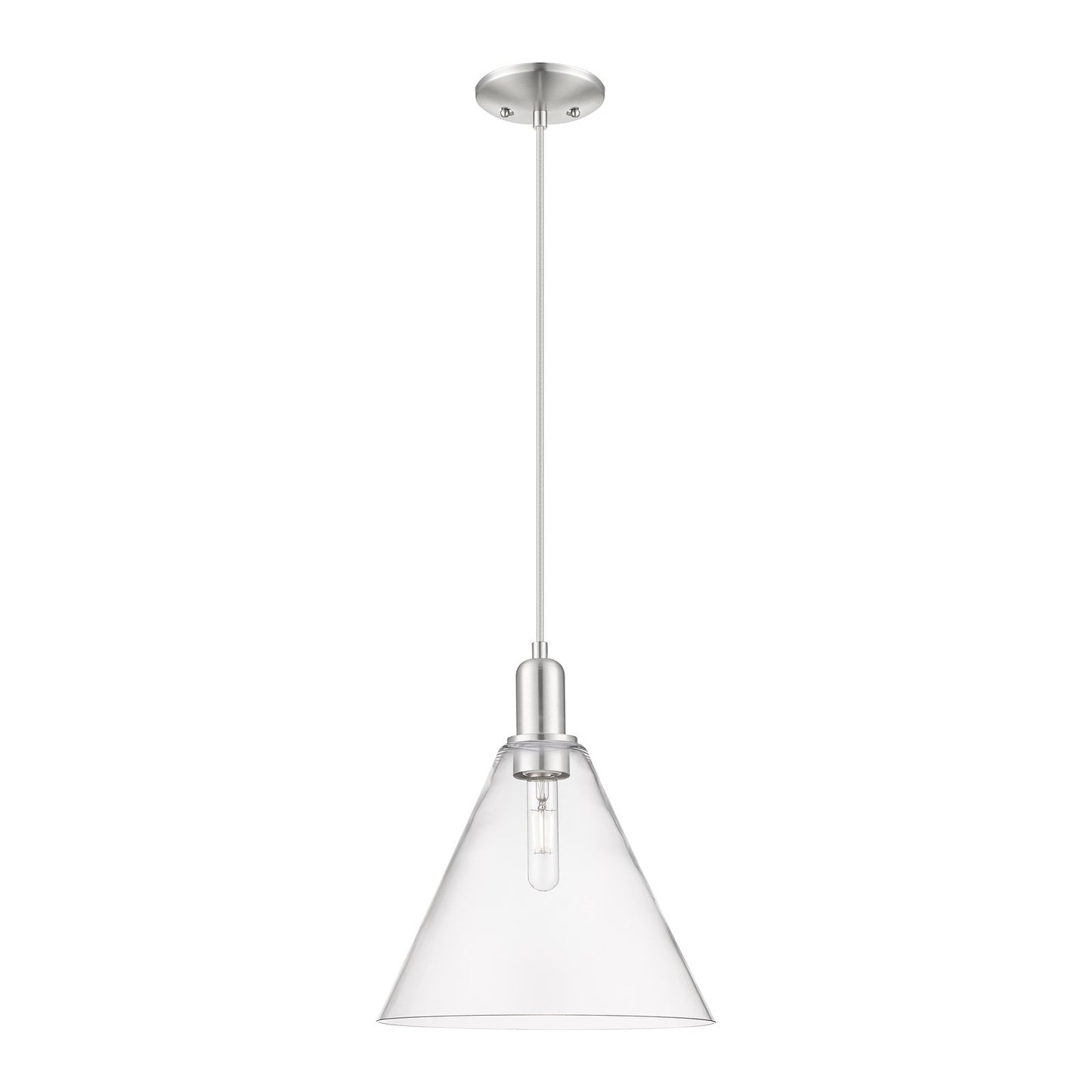 Innovations Berkshire Glass 12in 1-Light Mini Pendant | Industrial Brushed Satin Nickel Steel and Clear Glass | Kitchen Island & | Model 716-1P-SN-GBC-122