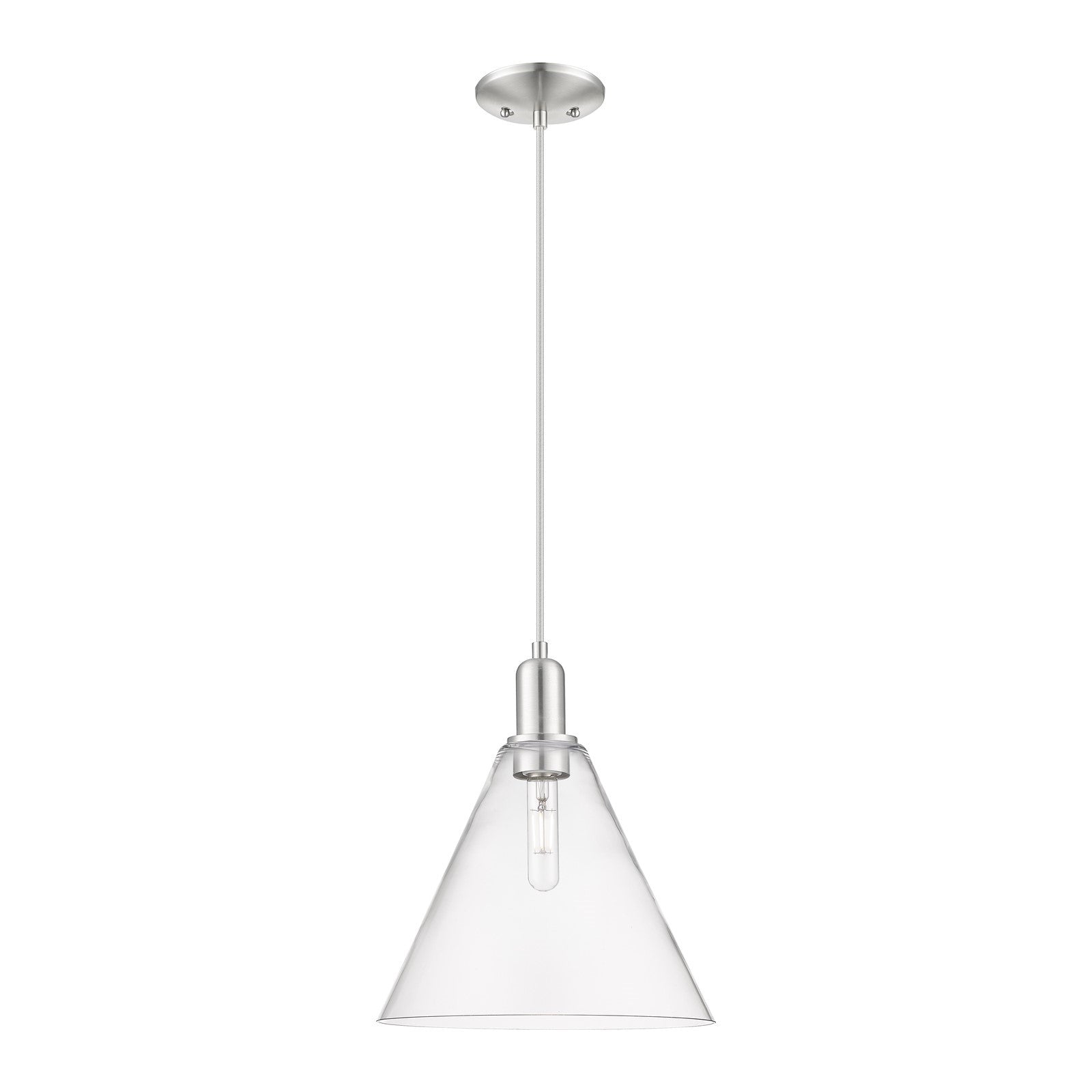 Innovations Berkshire Glass 12in 1-Light Mini Pendant | Industrial Brushed Satin Nickel Steel and Clear Glass | Kitchen Island & | Model 716-1P-SN-GBC-122