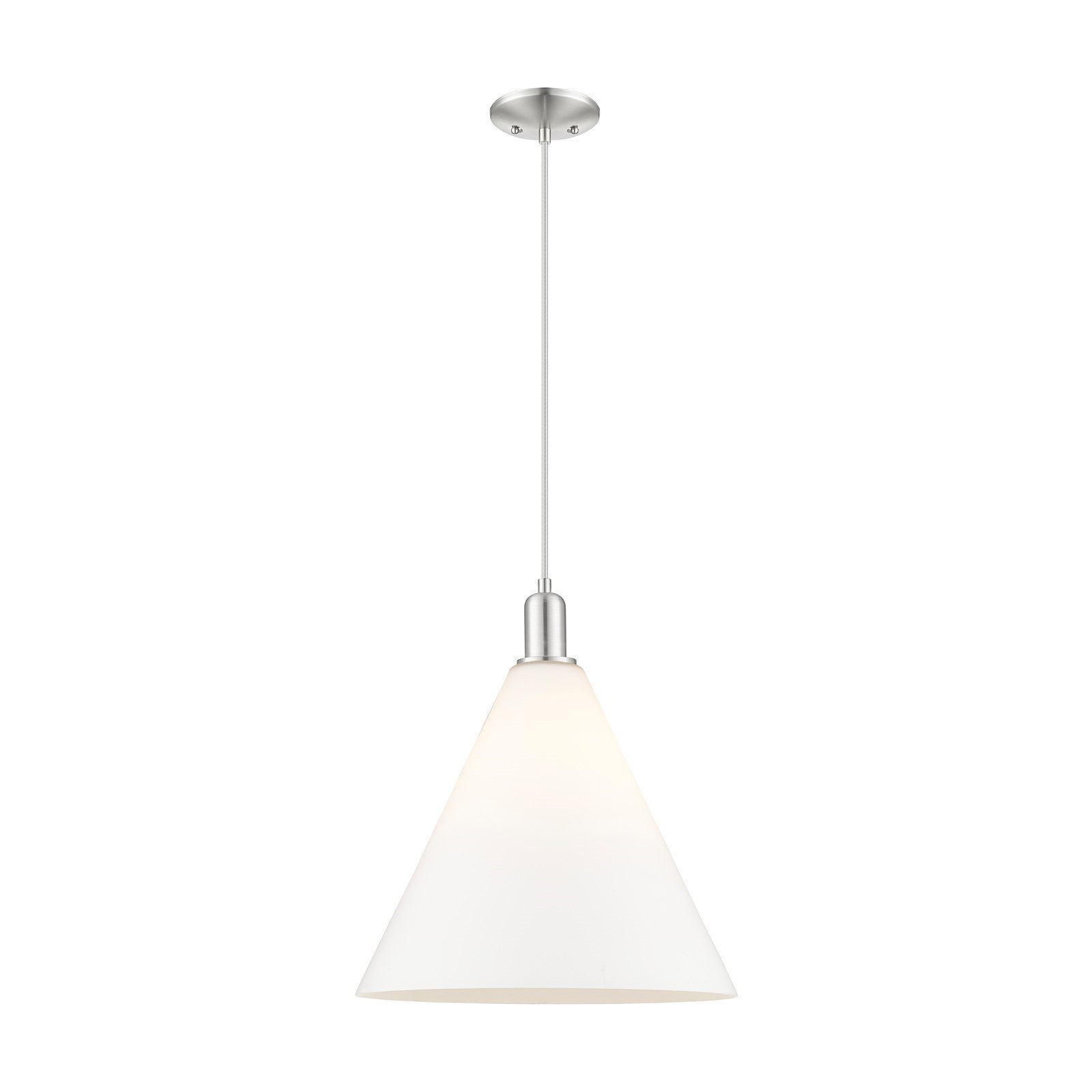 Innovations Berkshire Glass 16in 1-Light Mini Pendant | Industrial Brushed Satin Nickel and Matte White Glass | Kitchen Island & | Model 716-1P-SN-GBC-161