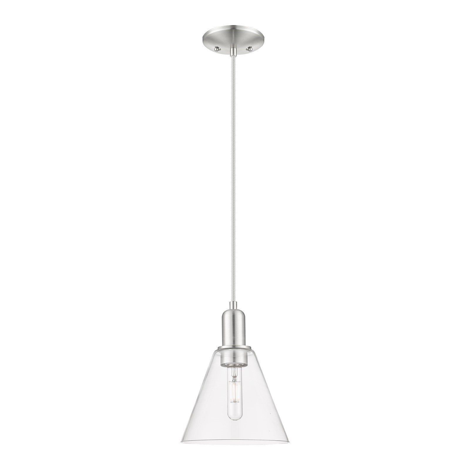 Innovations Berkshire Glass 8in 1-Light Mini Pendant | Industrial Brushed Satin Nickel and Clear Glass | Kitchen Island & Dining | Model 716-1P-SN-GBC-82