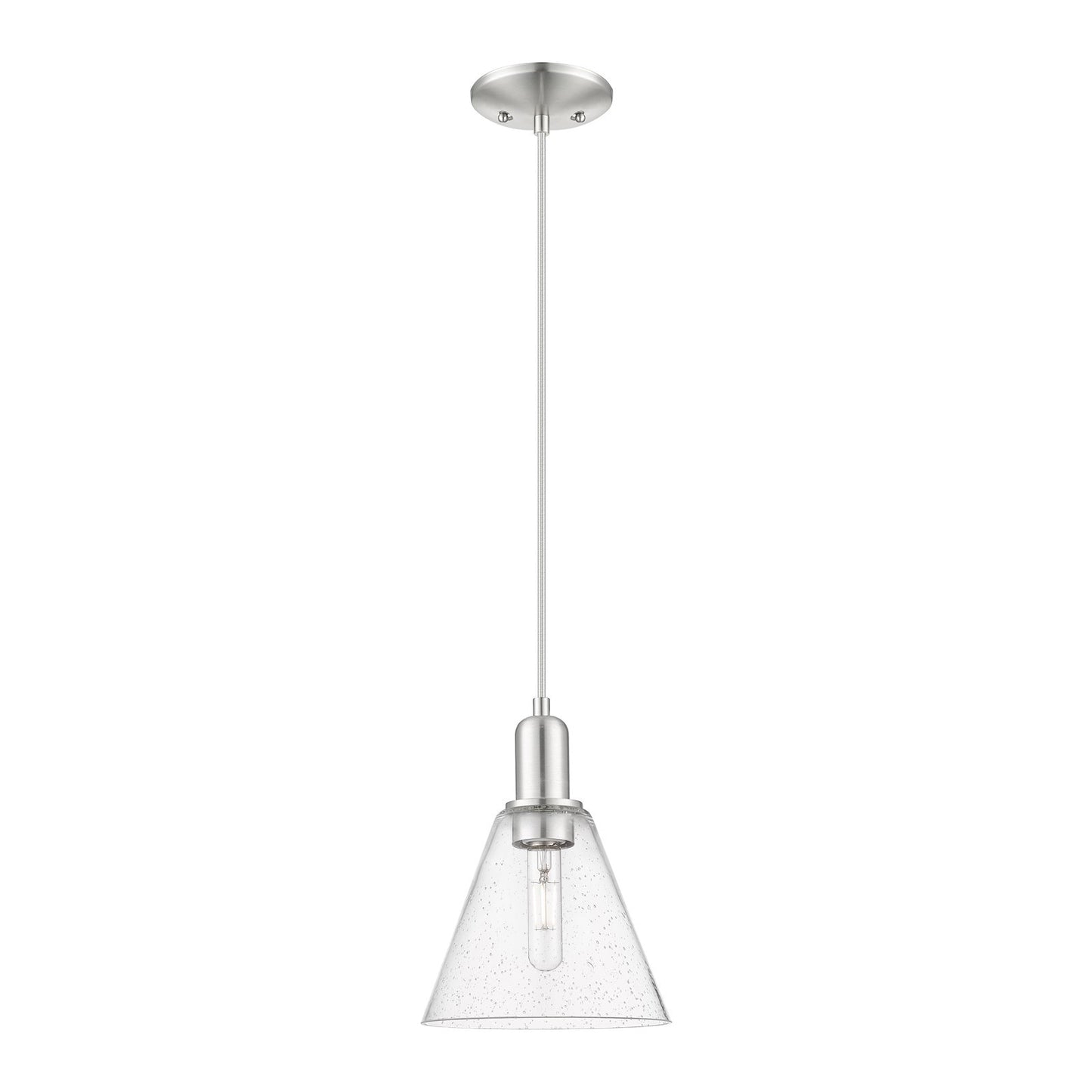 Innovations Berkshire Glass 8in 1-Light Mini Pendant | Industrial Brushed Satin Nickel and Seedy Glass | Kitchen Island & Dining | Model 716-1P-SN-GBC-84