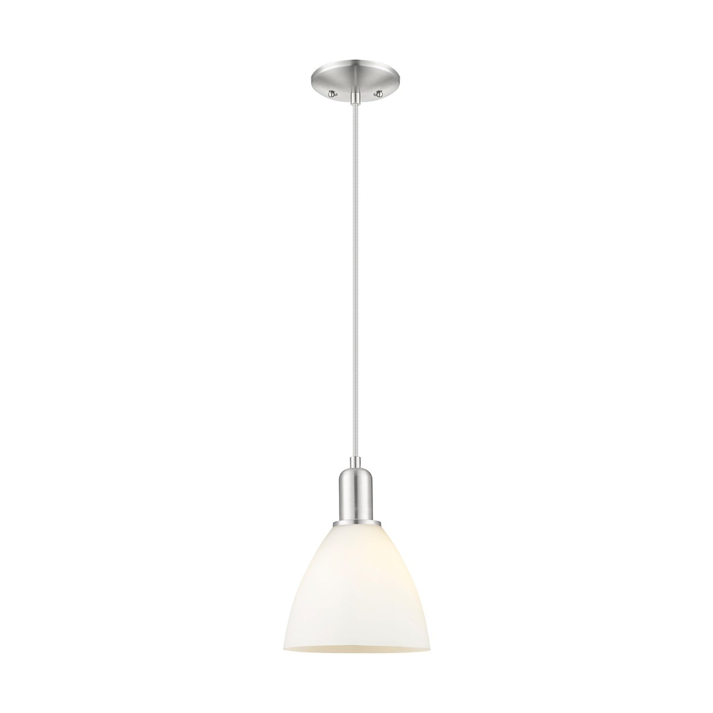 Innovations Bristol 8in 1-Light Mini Pendant | Industrial Brushed Satin Nickel and Matte White Glass | Kitchen Island & Dining | Model 716-1P-SN-GBD-751