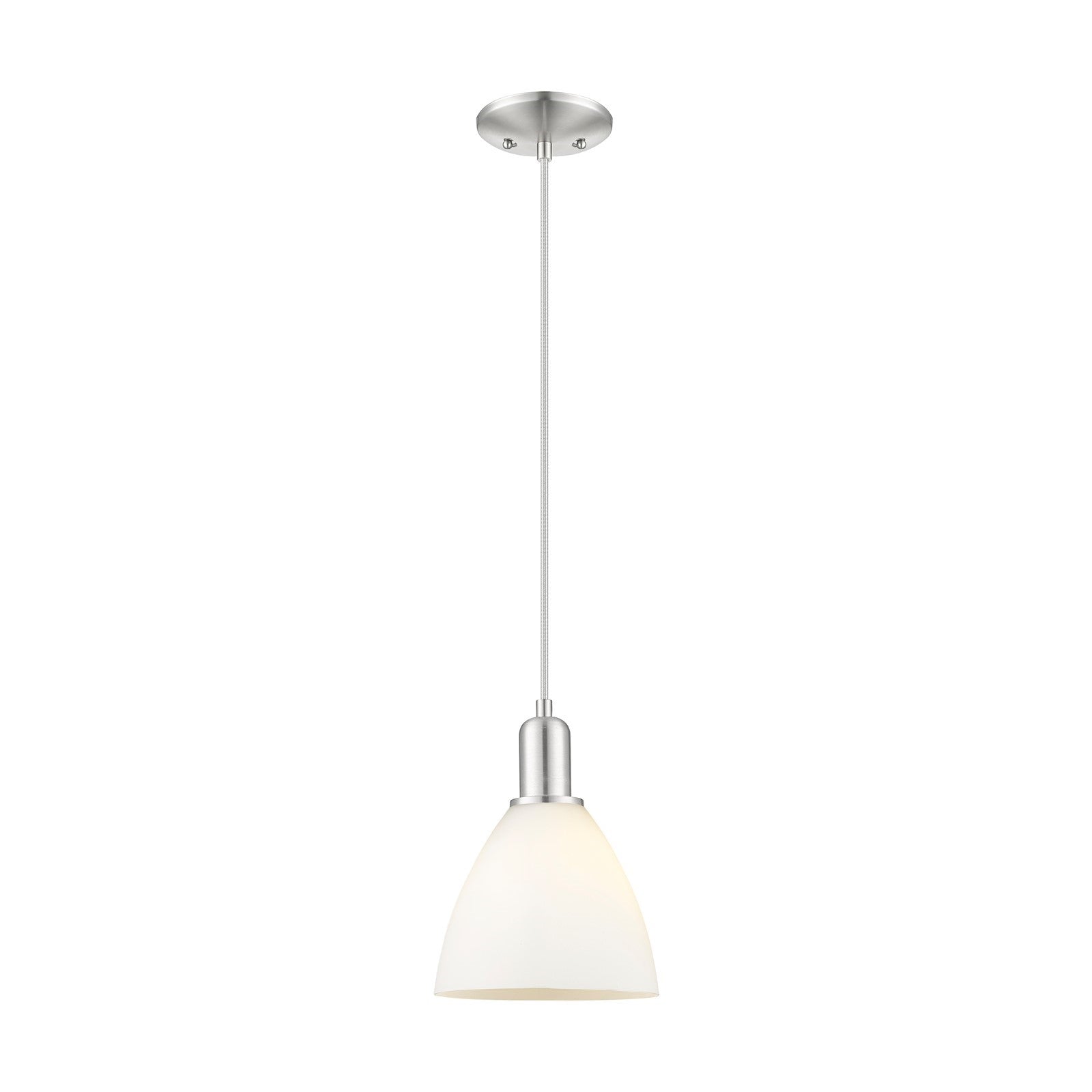 Innovations Bristol 8in 1-Light Mini Pendant | Industrial Brushed Satin Nickel and Matte White Glass | Kitchen Island & Dining | Model 716-1P-SN-GBD-751