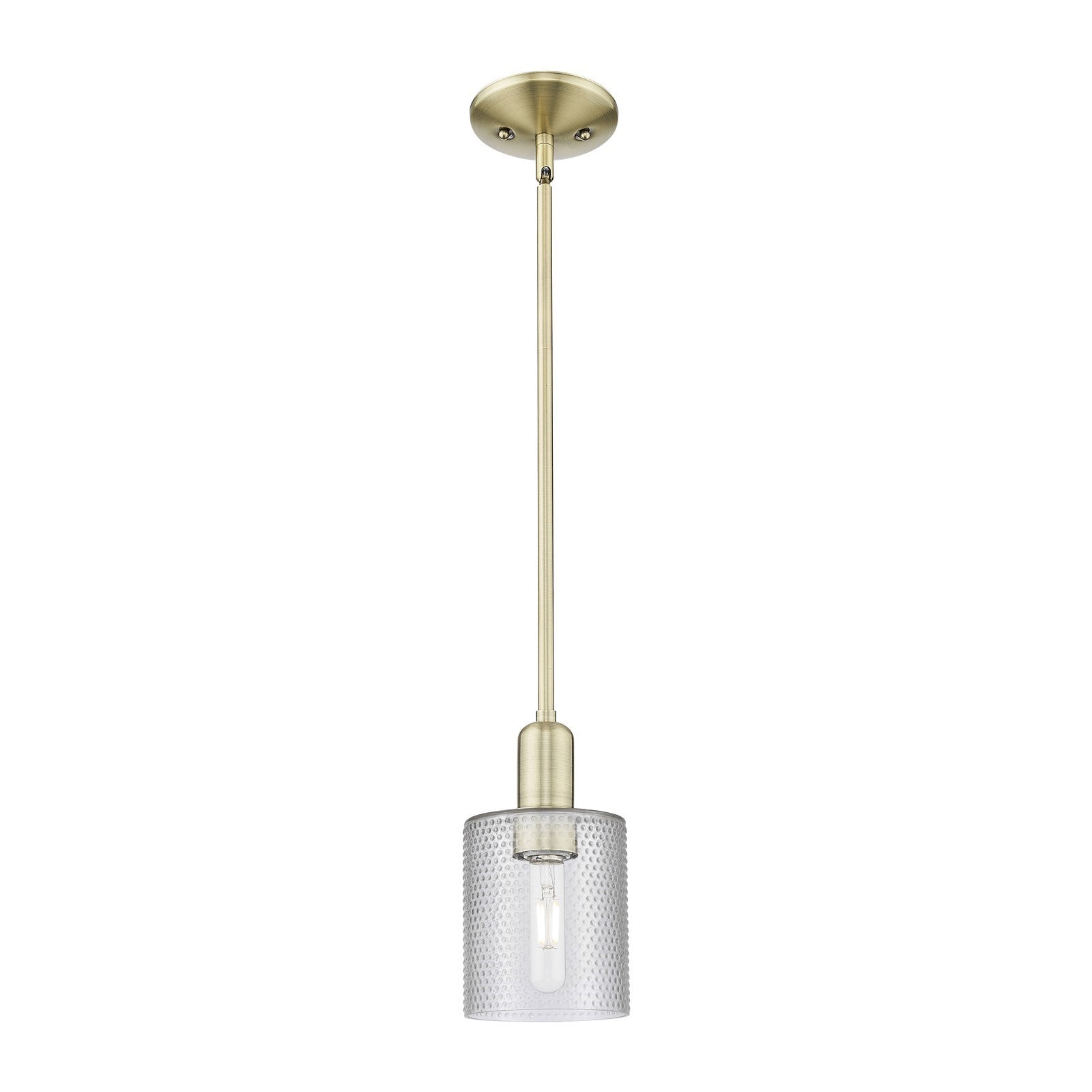 Innovations Cobbleskill 5in 1-Light Mini Pendant | Industrial Antique Brass Steel and Clear Glass | Kitchen Island & Dining Room | Model 716-1S-AB-G112