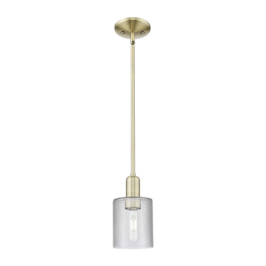Innovations Cobbleskill 5in 1-Light Mini Pendant | Industrial Antique Brass Steel and Clear Glass | Kitchen Island & Dining Room | Model 716-1S-AB-G112