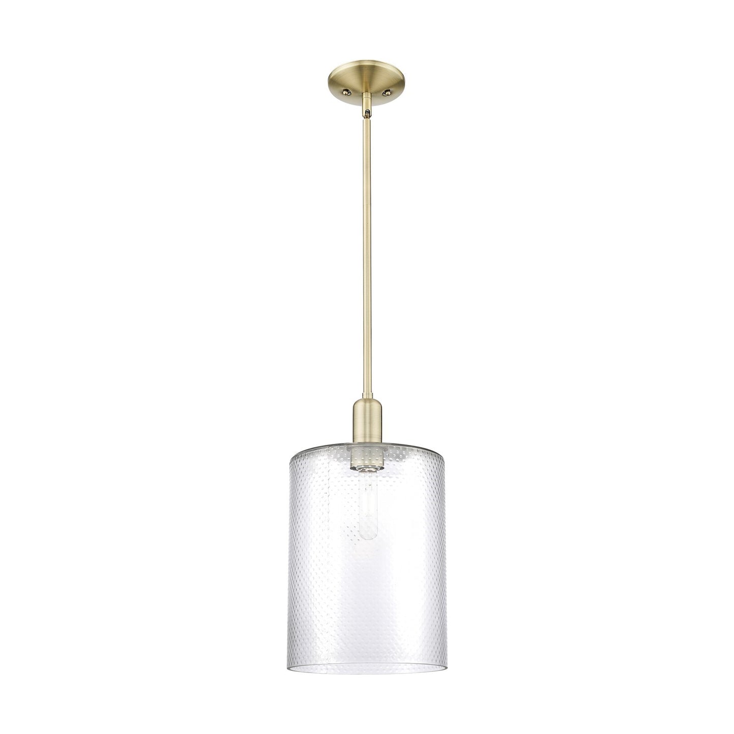 Innovations Cobbleskill 9in 1-Light Mini Pendant | Industrial Antique Brass Steel and Clear Glass | Kitchen Island & Dining Room | Model 716-1S-AB-G112-L