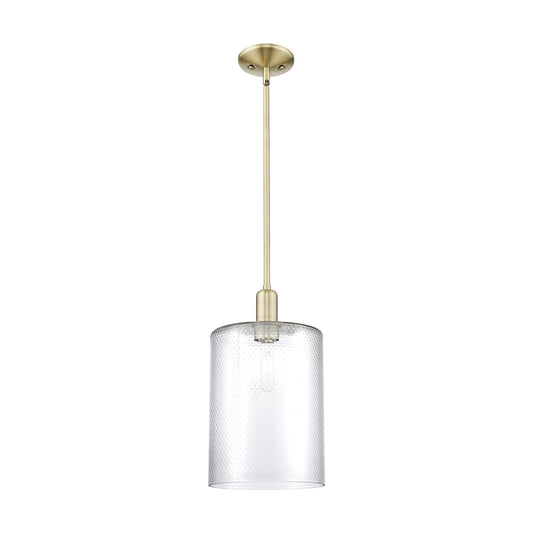 Innovations Cobbleskill 9in 1-Light Mini Pendant | Industrial Antique Brass Steel and Clear Glass | Kitchen Island & Dining Room | Model 716-1S-AB-G112-L