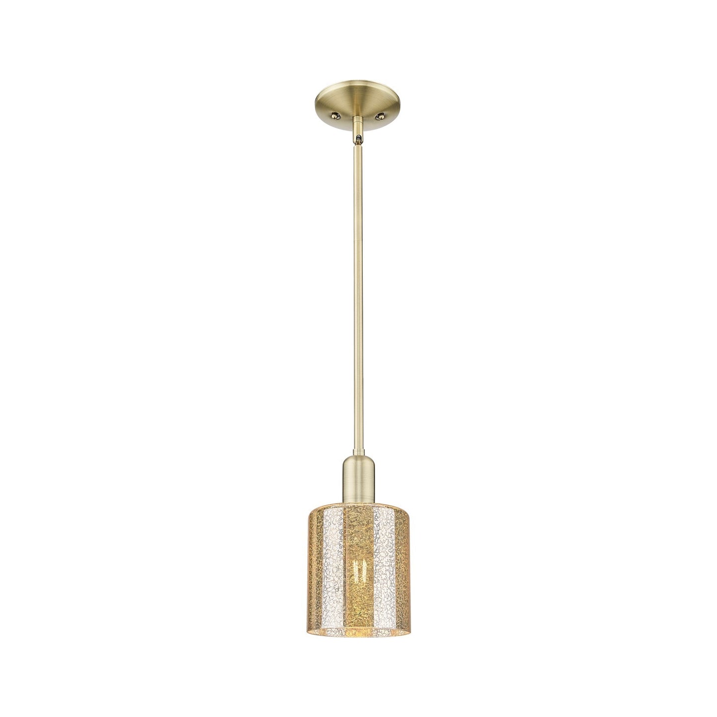 Innovations Cobbleskill 5in 1-Light Mini Pendant | Industrial Antique Brass Steel and Mercury Glass | Kitchen Island & Dining Room | Model 716-1S-AB-G116