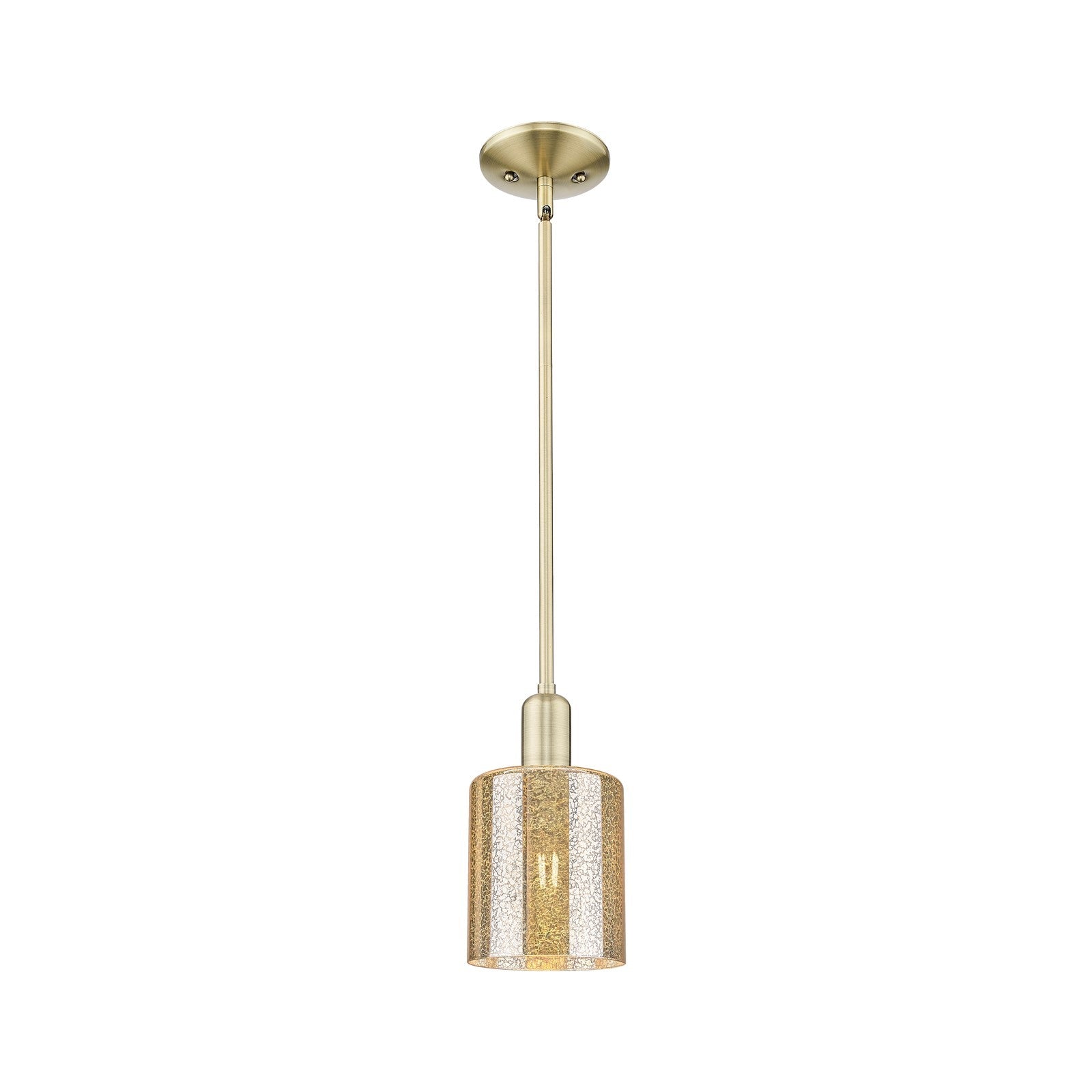 Innovations Cobbleskill 5in 1-Light Mini Pendant | Industrial Antique Brass Steel and Mercury Glass | Kitchen Island & Dining Room | Model 716-1S-AB-G116