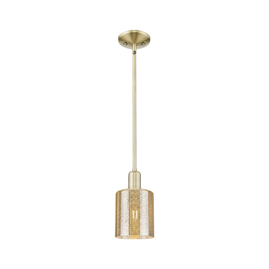 Innovations Cobbleskill 5in 1-Light Mini Pendant | Industrial Antique Brass Steel and Mercury Glass | Kitchen Island & Dining Room | Model 716-1S-AB-G116