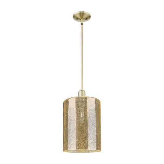 Innovations Cobbleskill 9in 1-Light Mini Pendant | Industrial Antique Brass Steel and Mercury Glass | Kitchen Island & Dining | Model 716-1S-AB-G116-L