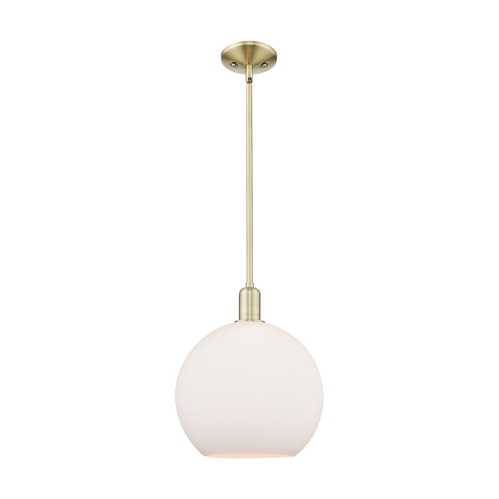 Innovations Athens 12in 1-Light Mini Pendant | Industrial Antique Brass and Matte White Glass | Kitchen Island & Dining Room | Model 716-1S-AB-G121-12