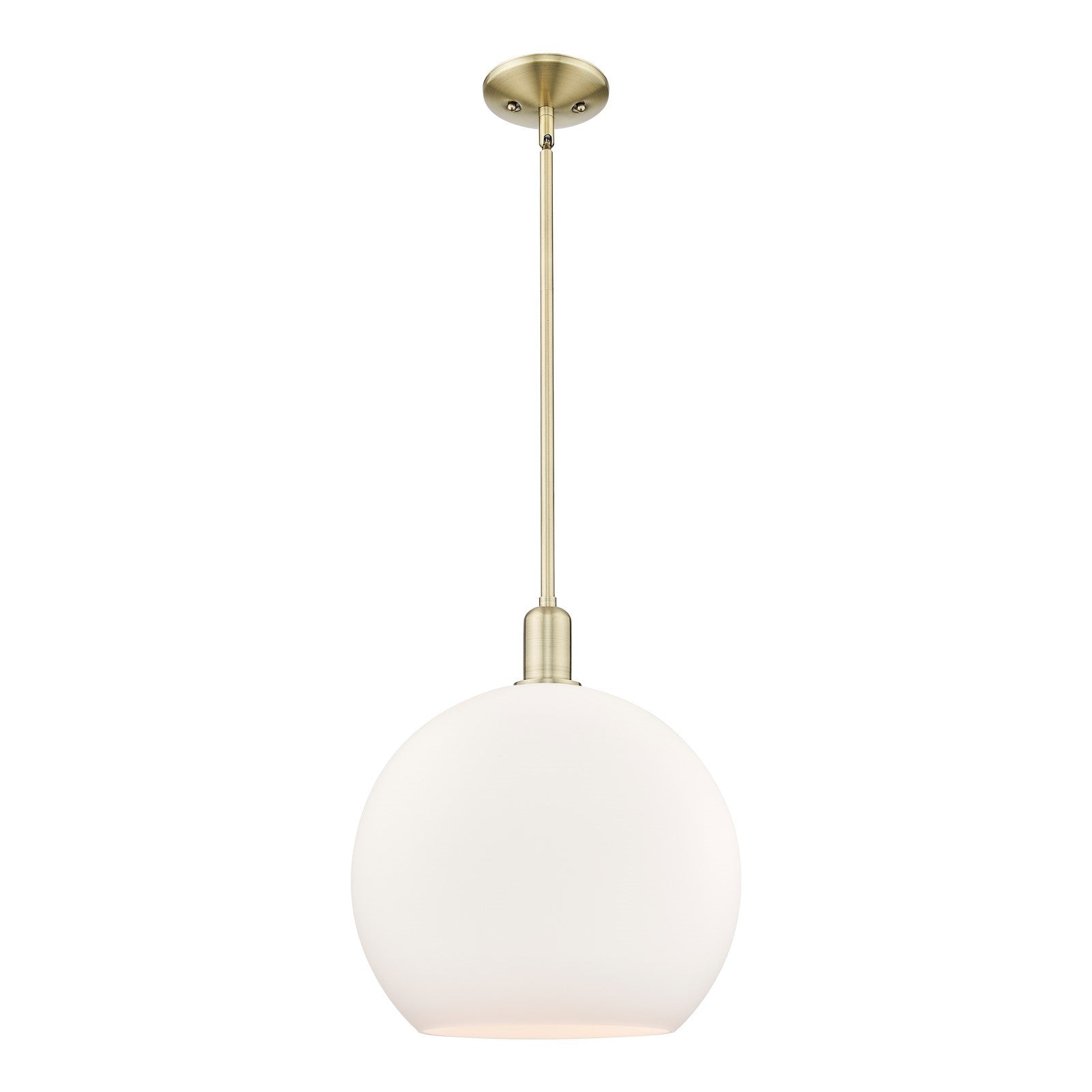 Innovations Athens 14in 1-Light Mini Pendant | Industrial Antique Brass and Matte White Glass | Kitchen Island & Dining Room | Model 716-1S-AB-G121-14