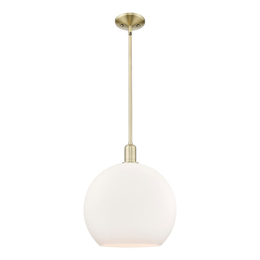 Innovations Athens 14in 1-Light Mini Pendant | Industrial Antique Brass and Matte White Glass | Kitchen Island & Dining Room | Model 716-1S-AB-G121-14