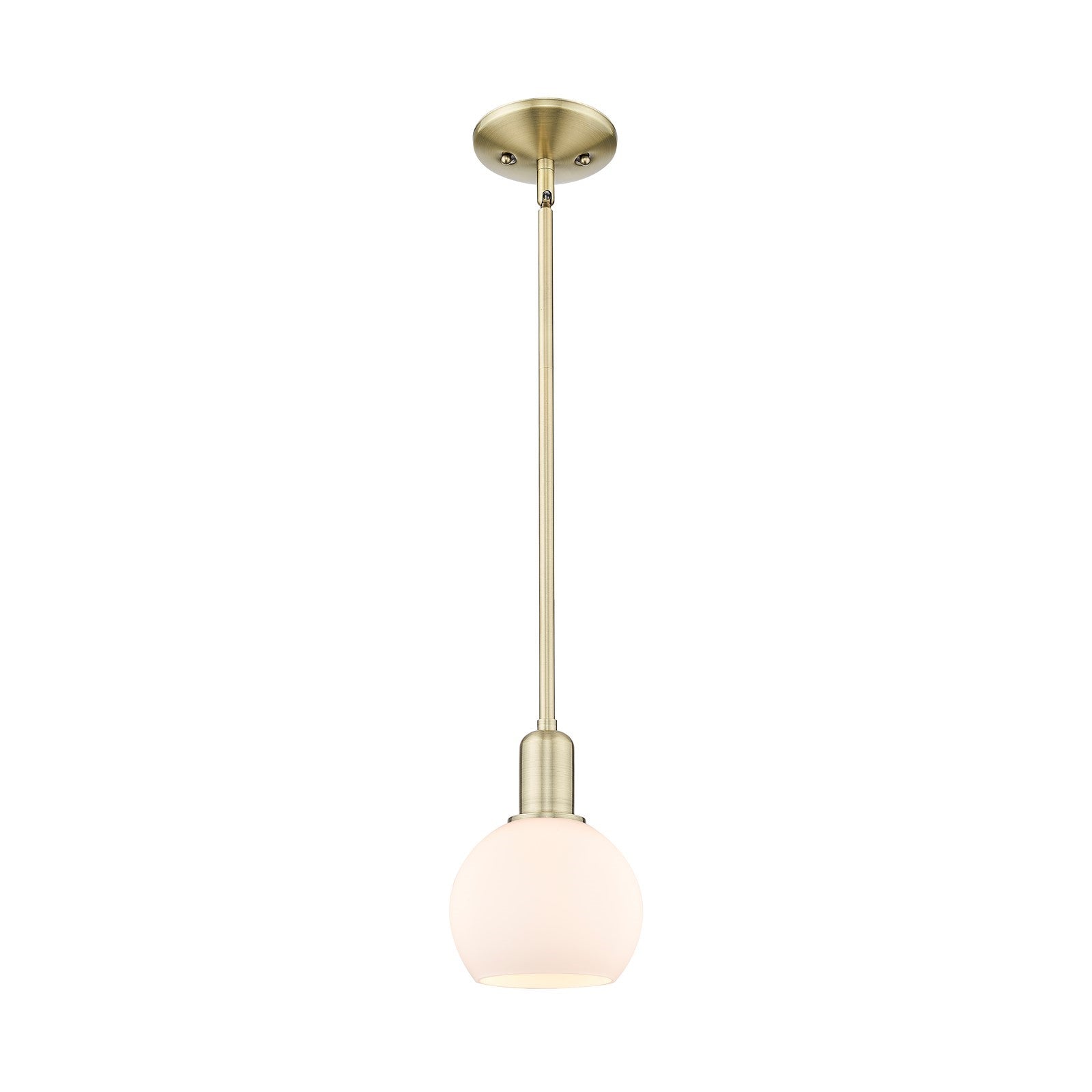 Innovations Athens 6in 1-Light Mini Pendant | Industrial Antique Brass and Matte White Glass | Kitchen Island & Dining Room | Model 716-1S-AB-G121-6