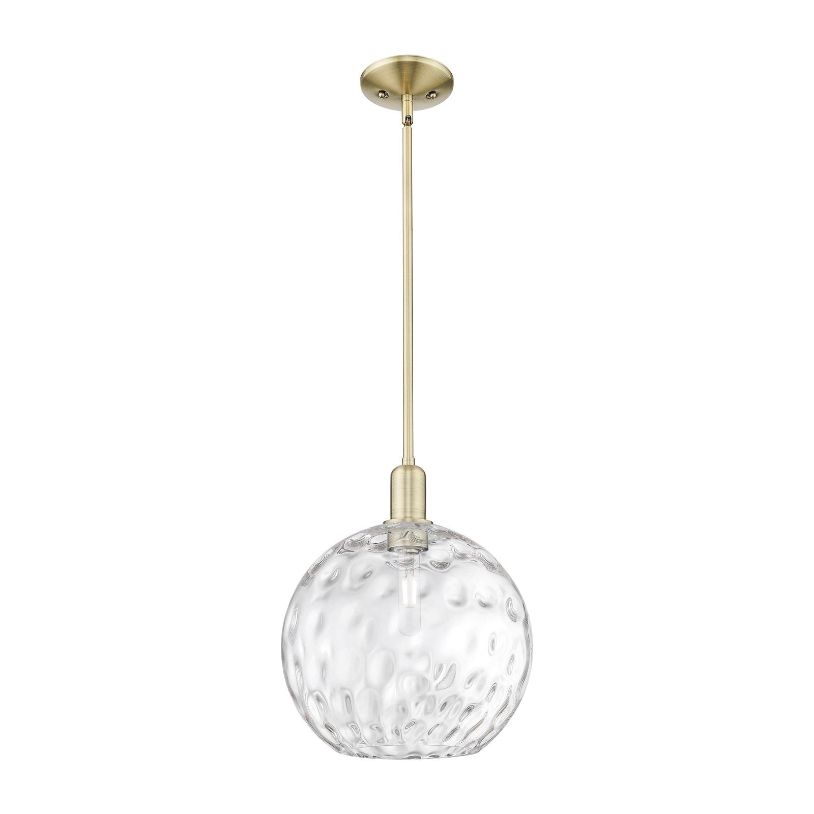 Innovations Athens Water Glass 12in 1-Light Mini Pendant | Industrial Antique Brass and Clear Water Glass | Kitchen Island & | Model 716-1S-AB-G1215-12