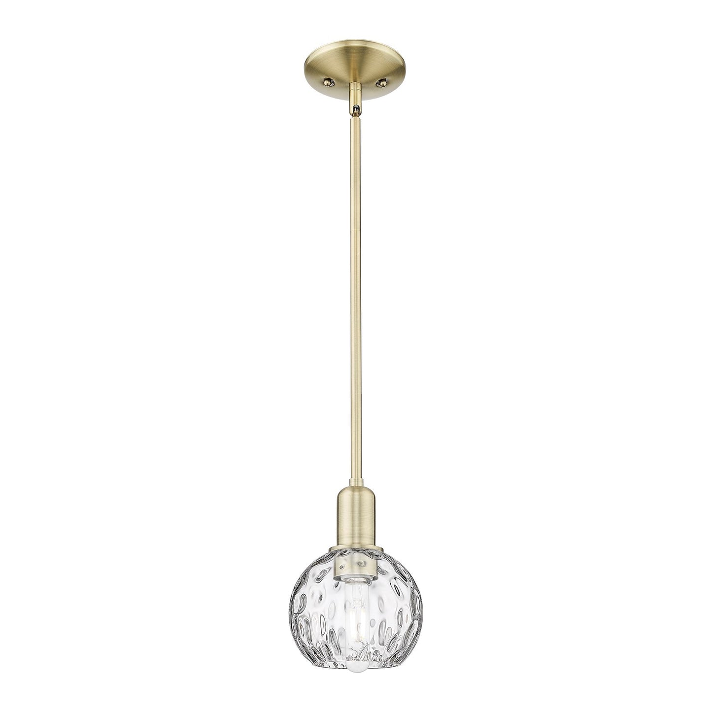 Innovations Athens Water Glass 6in 1-Light Mini Pendant | Industrial Antique Brass Steel and Clear Water Glass | Kitchen Island | Model 716-1S-AB-G1215-6