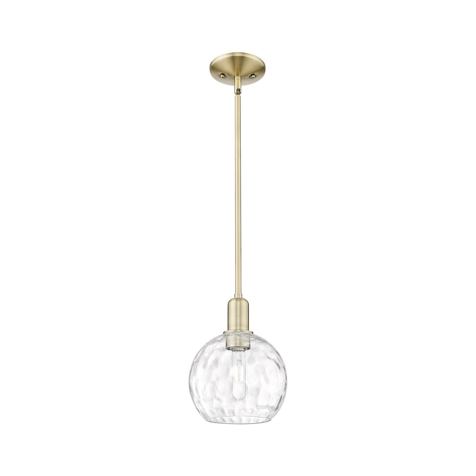 Innovations Athens Water Glass 8in 1-Light Mini Pendant | Industrial Antique Brass Steel and Clear Water Glass | Kitchen Island | Model 716-1S-AB-G1215-8