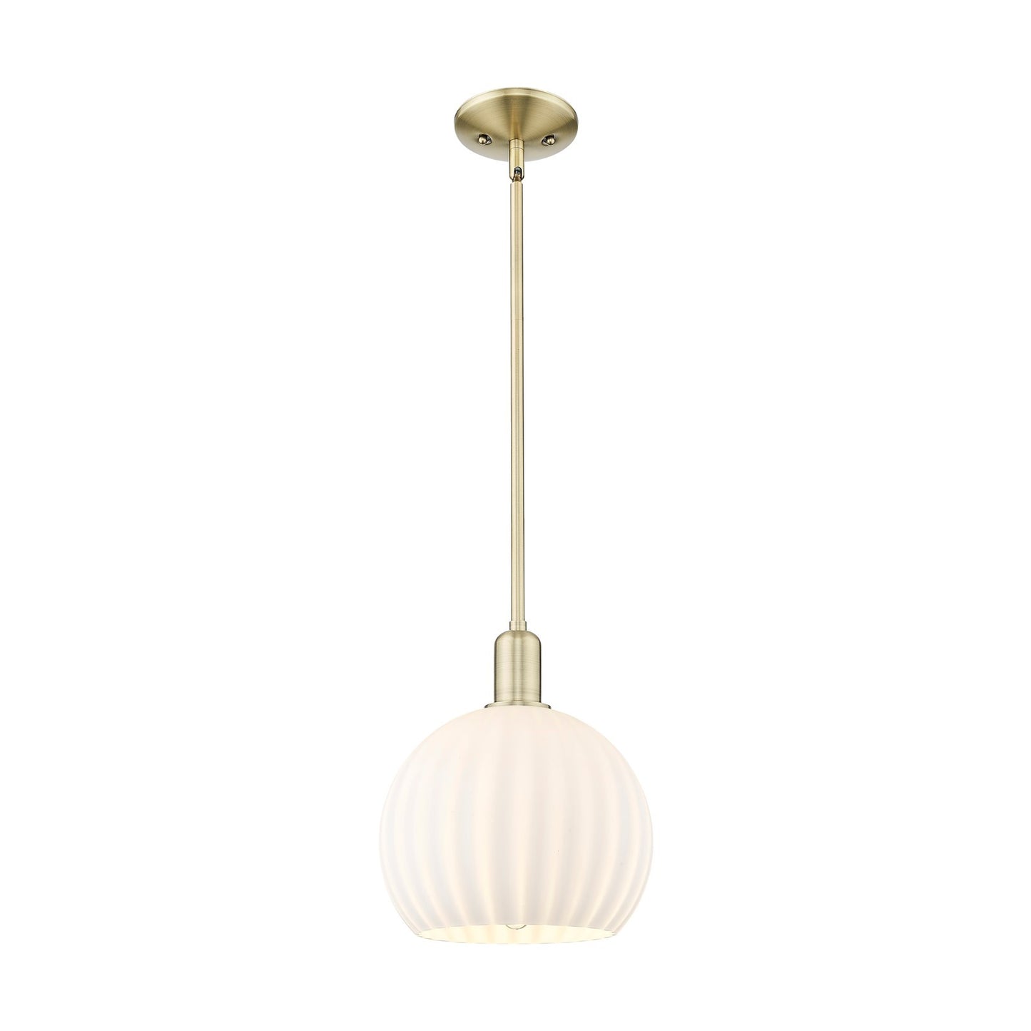 Innovations Lighting Arcadia 10in 1-Light Mini Pendant | Industrial Antique Brass Steel and White Venetian Glass | Kitchen | Model 716-1S-AB-G1217-10WV
