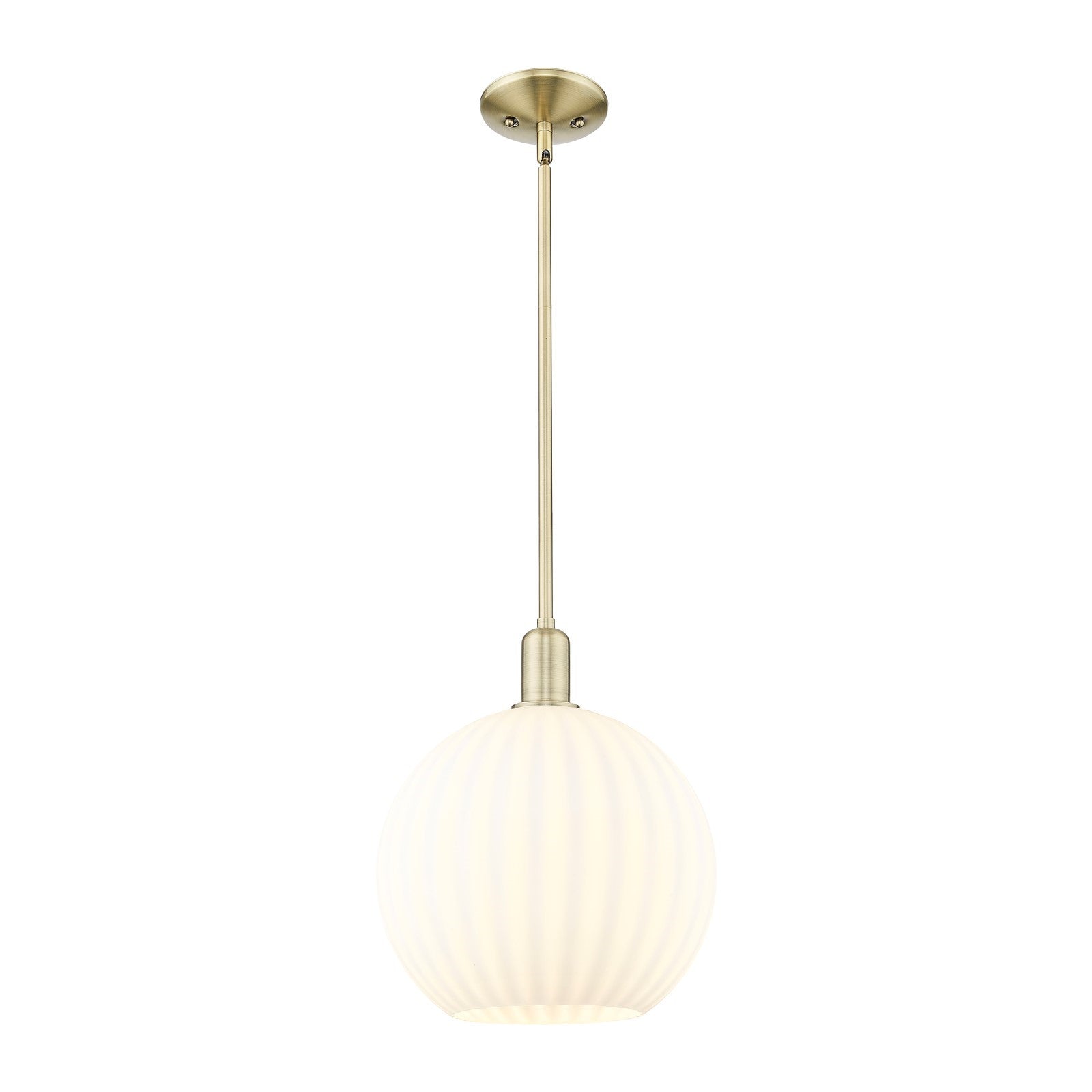 Innovations Lighting Arcadia 12in 1-Light Mini Pendant | Industrial Antique Brass Steel and White Venetian Glass | Kitchen | Model 716-1S-AB-G1217-12WV