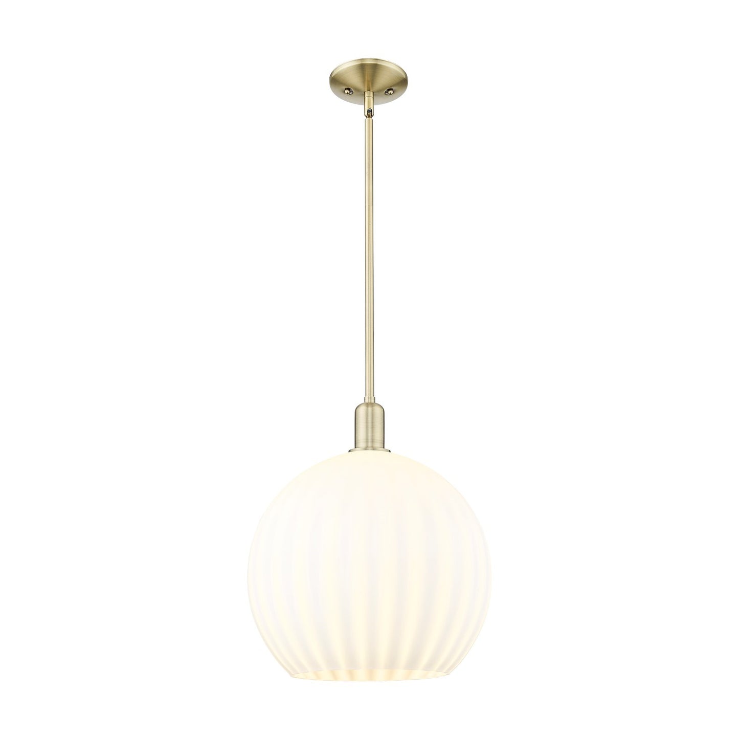 Innovations Lighting Arcadia 14in 1-Light Mini Pendant | Industrial Antique Brass and White Venetian Glass | Kitchen Island & | Model 716-1S-AB-G1217-14WV