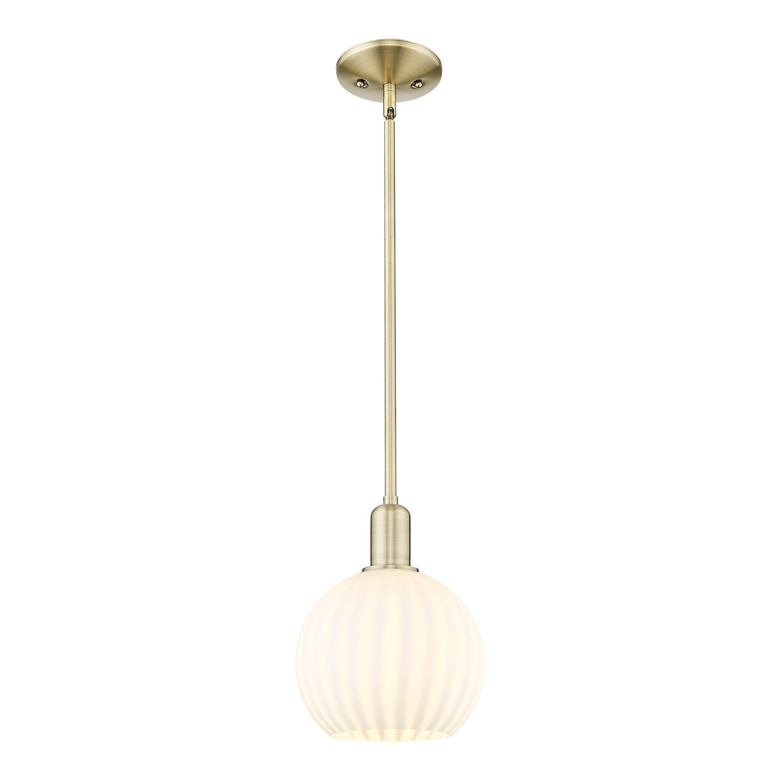 Innovations Lighting Arcadia 8in 1-Light Mini Pendant | Industrial Antique Brass and White Venetian Glass | Kitchen Island & | Model 716-1S-AB-G1217-8WV