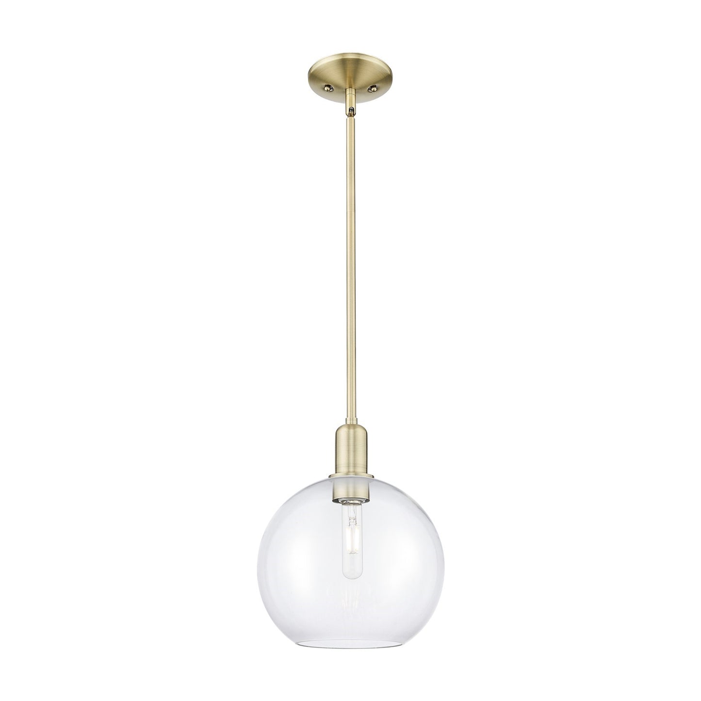 Innovations Athens 10in 1-Light Mini Pendant | Industrial Antique Brass Steel and Clear Glass | Kitchen Island & Dining Room | Model 716-1S-AB-G122-10