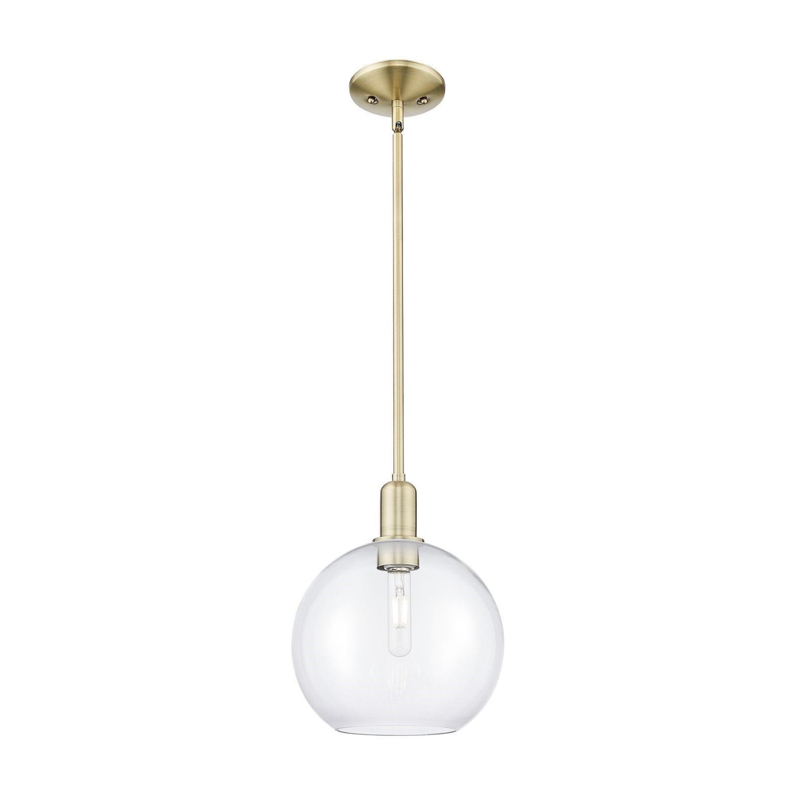 Innovations Athens 10in 1-Light Mini Pendant | Industrial Antique Brass Steel and Clear Glass | Kitchen Island & Dining Room | Model 716-1S-AB-G122-10