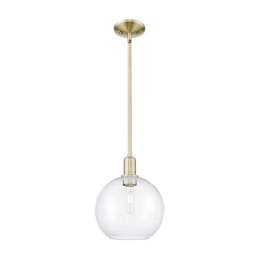 Innovations Athens 10in 1-Light Mini Pendant | Industrial Antique Brass Steel and Clear Glass | Kitchen Island & Dining Room | Model 716-1S-AB-G122-10