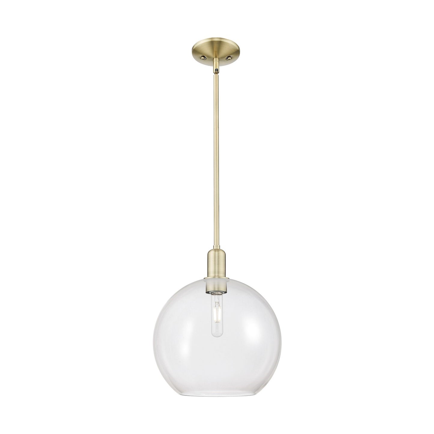 Innovations Athens 12in 1-Light Mini Pendant | Industrial Antique Brass and Clear Glass | Kitchen Island & Dining Room | 11.75 x | Model 716-1S-AB-G122-12