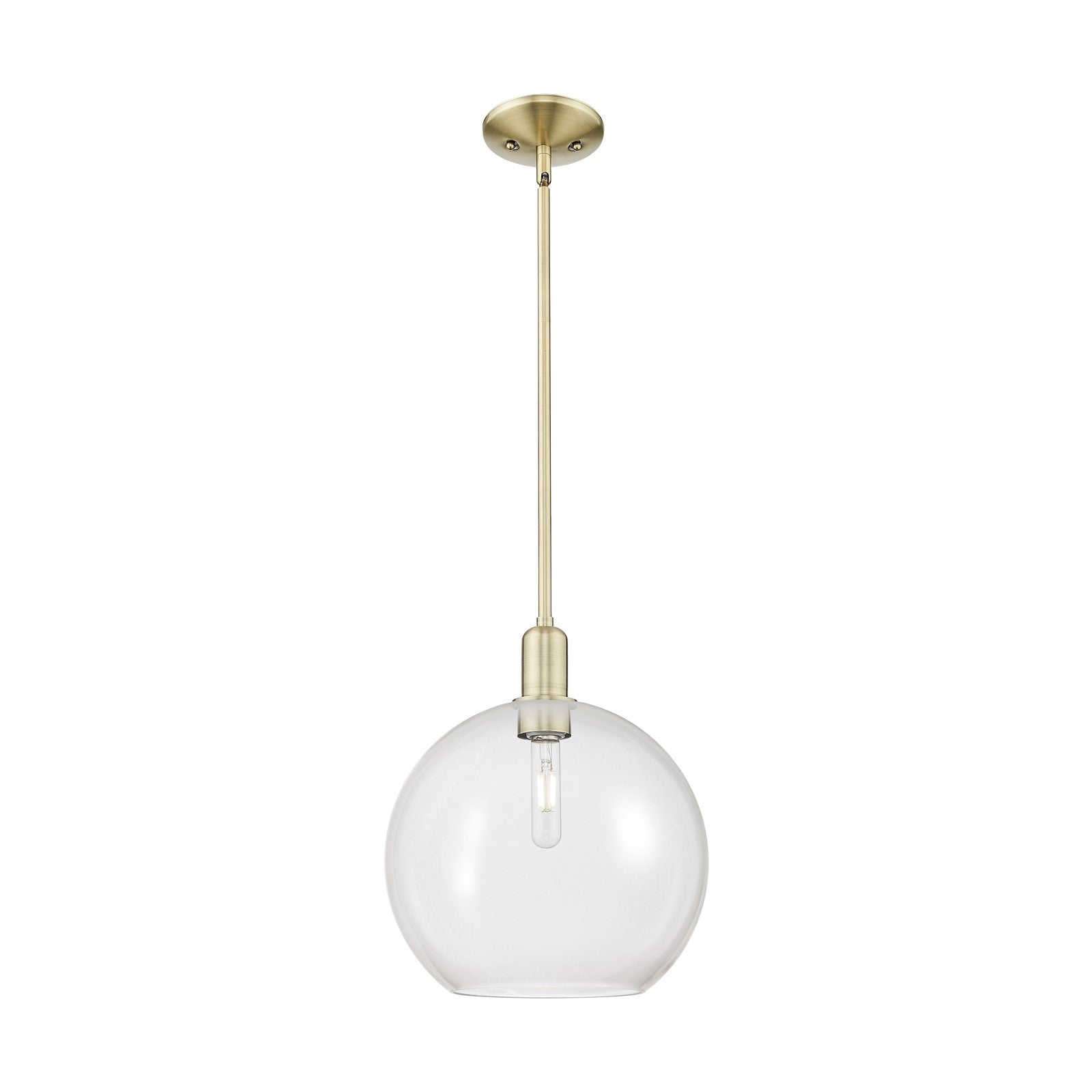 Innovations Athens 12in 1-Light Mini Pendant | Industrial Antique Brass and Clear Glass | Kitchen Island & Dining Room | 11.75 x | Model 716-1S-AB-G122-12