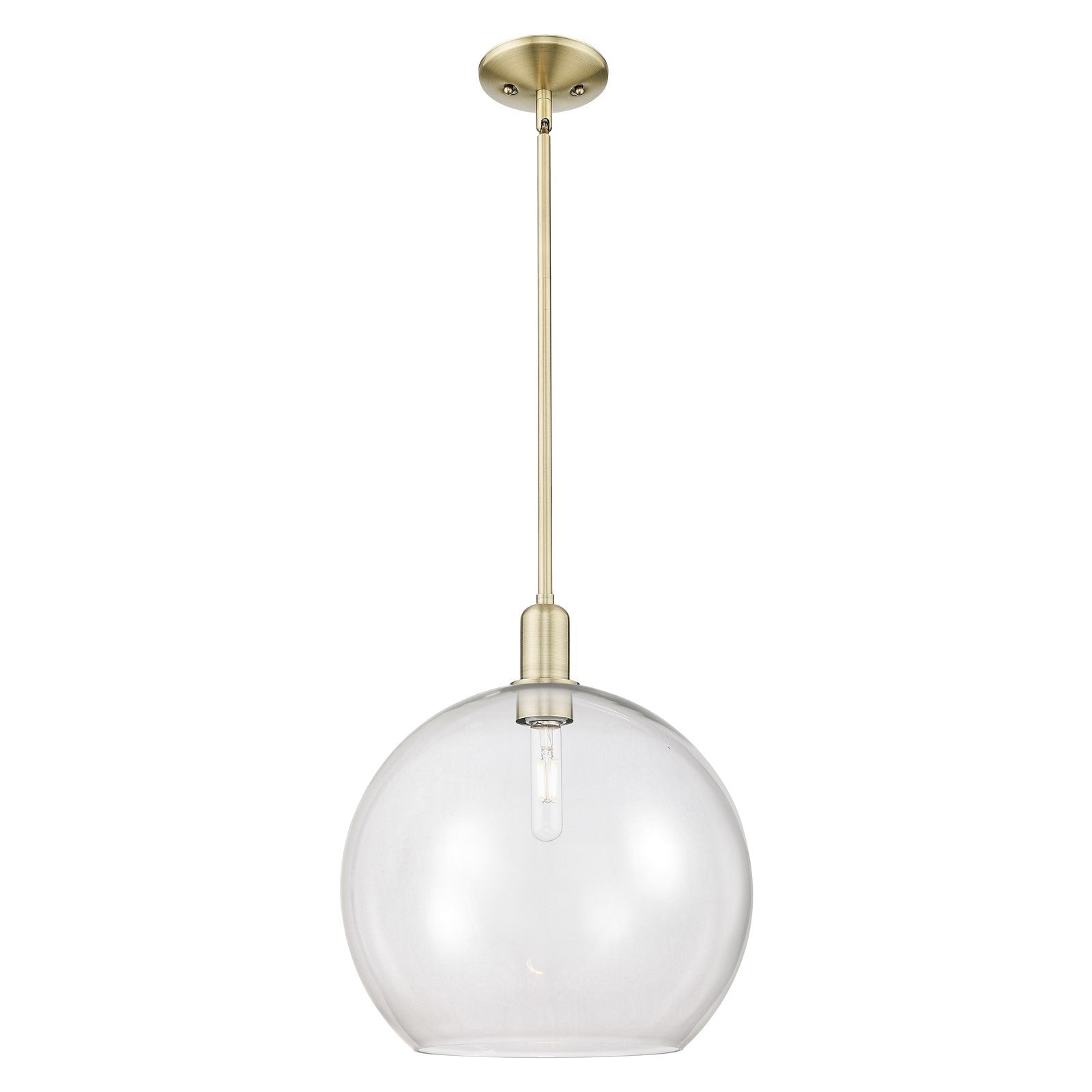 Innovations Athens 14in 1-Light Mini Pendant | Industrial Antique Brass Steel and Clear Glass | Kitchen Island & Dining Room | Model 716-1S-AB-G122-14