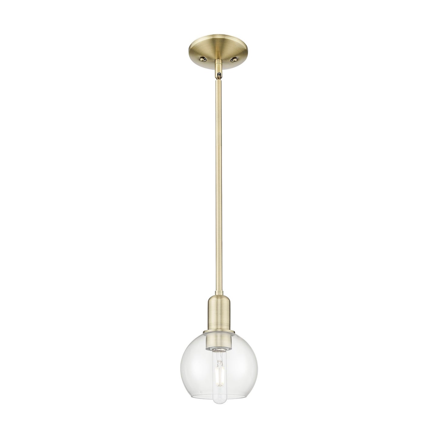 Innovations Athens 6in 1-Light Mini Pendant | Industrial Antique Brass Steel and Clear Glass | Kitchen Island & Dining Room | Model 716-1S-AB-G122-6